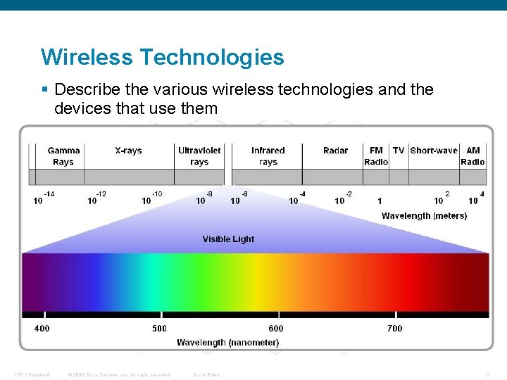 Wireless Technologies § Describe the various wireless technologies and the devices that use them