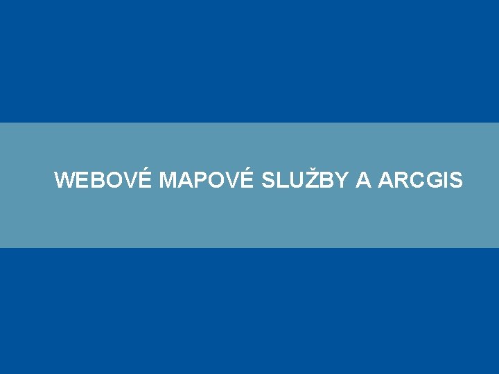 WEBOVÉ MAPOVÉ SLUŽBY A ARCGIS 