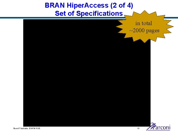 BRAN Hiper. Access (2 of 4) Set of Specifications in total ~2000 pages Bernd