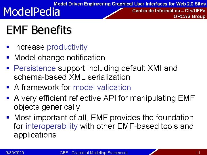 Model Driven Engineering Graphical User Interfaces for Web 2. 0 Sites Model. Pedia Centro