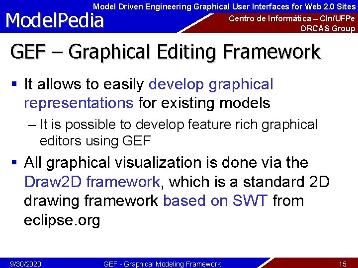 Model Driven Engineering Graphical User Interfaces for Web 2. 0 Sites Model. Pedia Centro