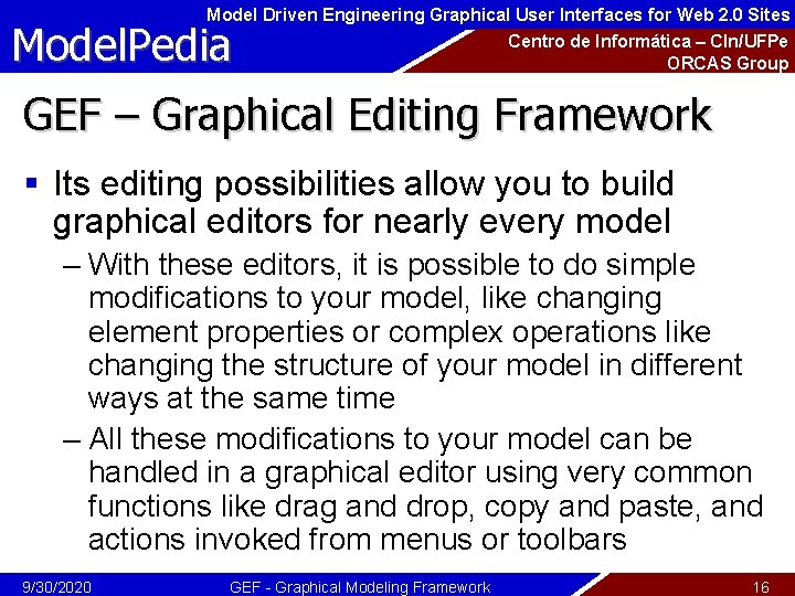 Model Driven Engineering Graphical User Interfaces for Web 2. 0 Sites Model. Pedia Centro