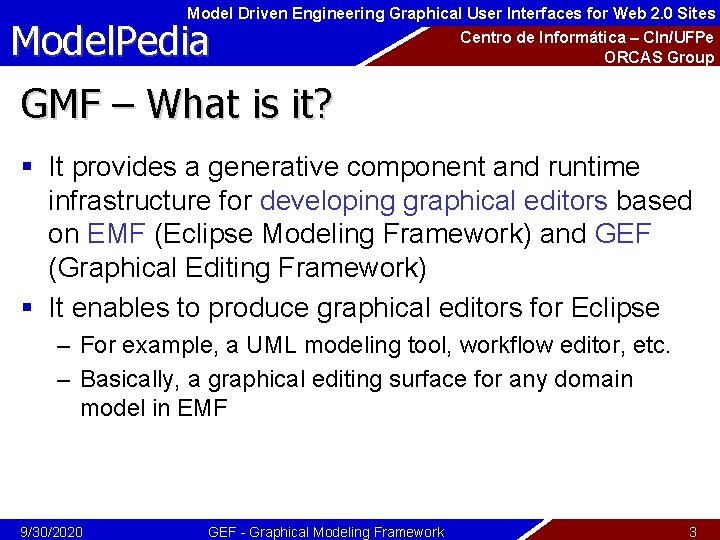 Model Driven Engineering Graphical User Interfaces for Web 2. 0 Sites Model. Pedia Centro