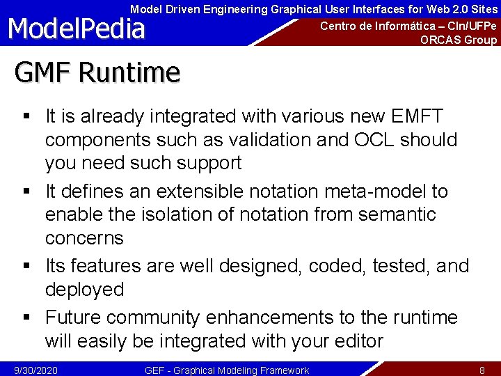 Model Driven Engineering Graphical User Interfaces for Web 2. 0 Sites Model. Pedia Centro