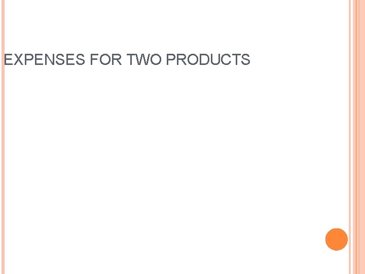 EXPENSES FOR TWO PRODUCTS 
