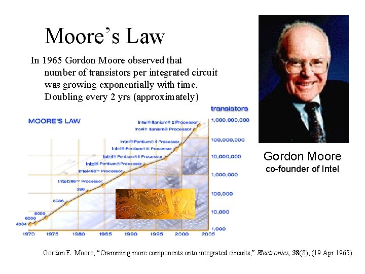 Moore’s Law In 1965 Gordon Moore observed that number of transistors per integrated circuit