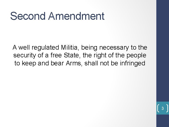 Second Amendment A well regulated Militia, being necessary to the security of a free