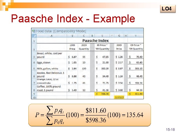 LO 4 Paasche Index - Example 15 -18 