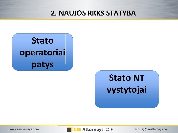 2. NAUJOS RKKS STATYBA Stato operatoriai patys Stato NT vystytojai www. ceeattorneys. com 2016