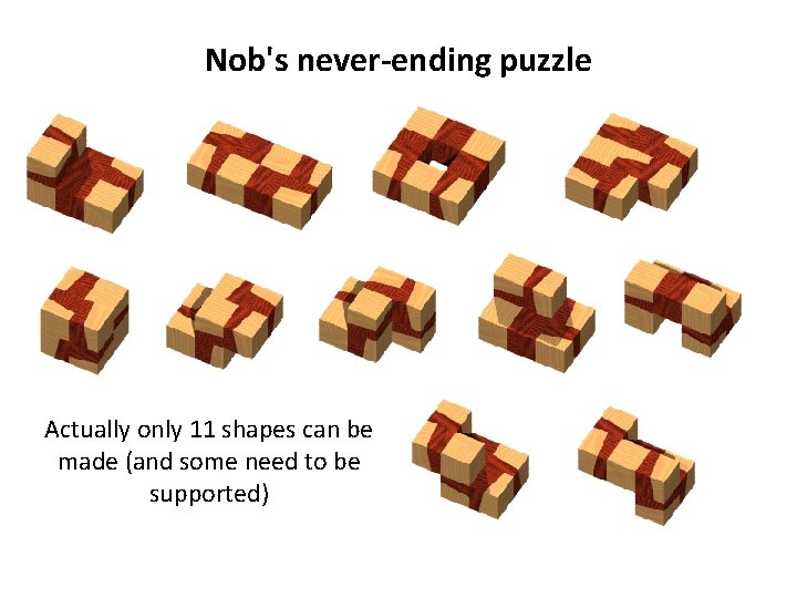 Nob's never-ending puzzle Actually only 11 shapes can be made (and some need to