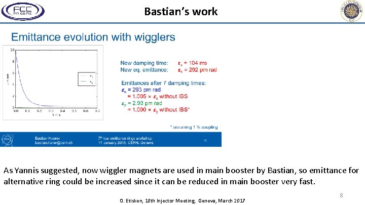 Bastian’s work As Yannis suggested, now wiggler magnets are used in main booster by