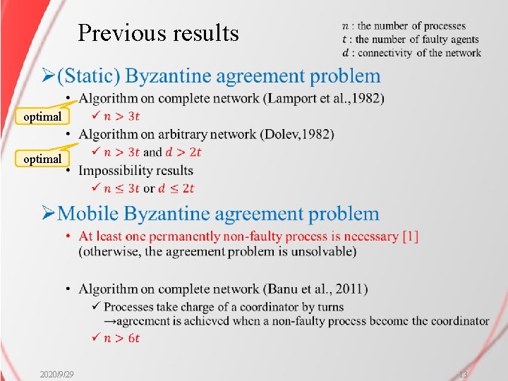 Previous results Ø optimal 2020/9/29 13 