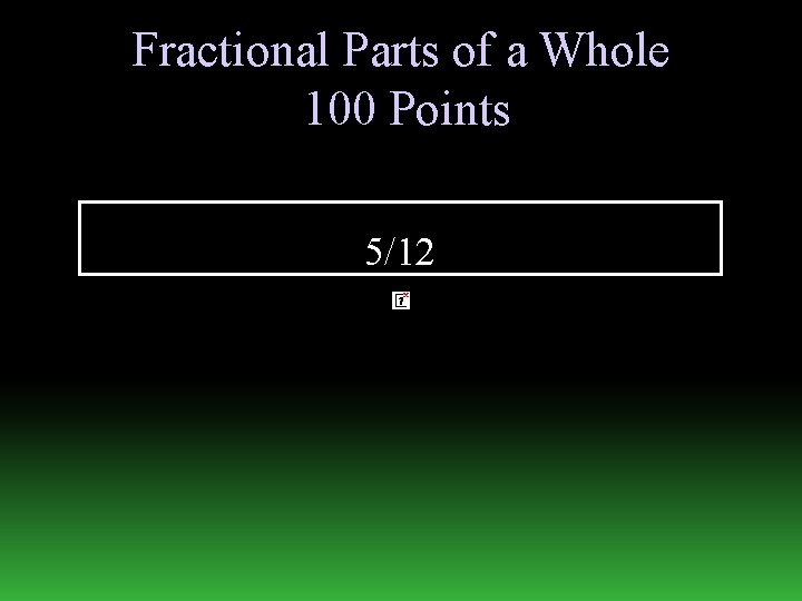 Fractional Parts of a Whole 100 Points 5/12 