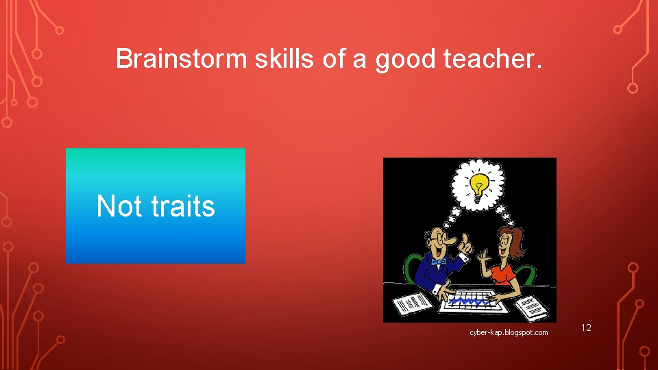 Brainstorm skills of a good teacher. Not traits cyber-kap. blogspot. com 12 