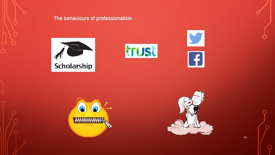 The behaviours of professionalism 41 