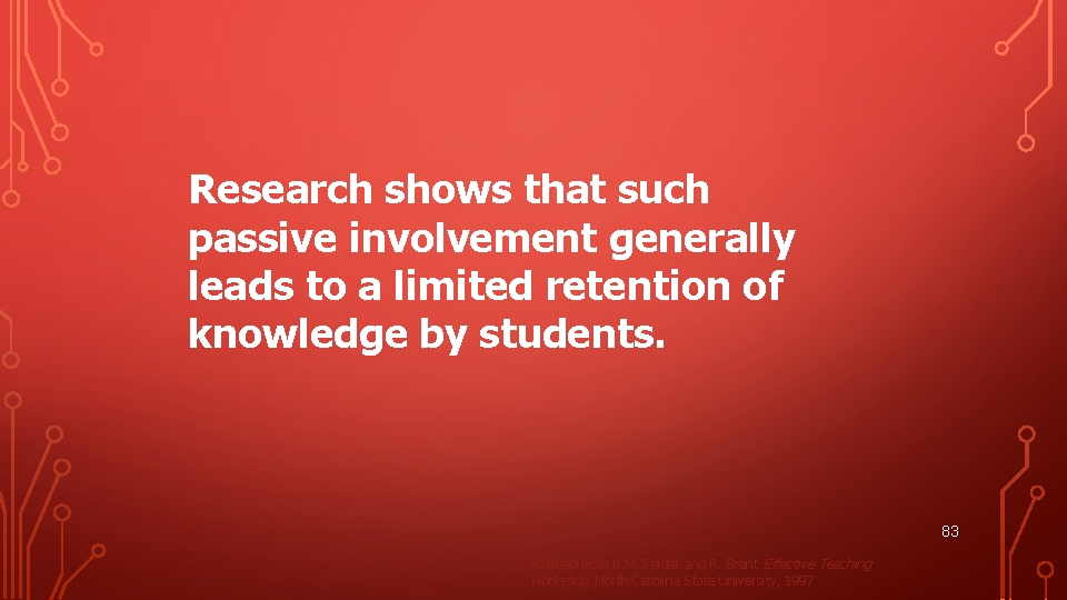 Research shows that such passive involvement generally leads to a limited retention of knowledge