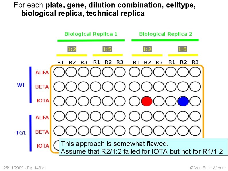For each plate, gene, dilution combination, celltype, biological replica, technical replica This approach is
