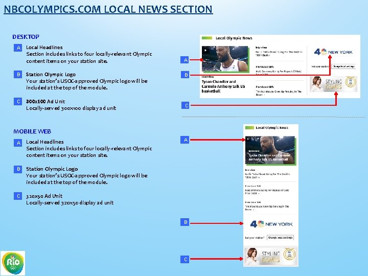 NBCOLYMPICS. COM LOCAL NEWS SECTION DESKTOP A Local Headlines Section includes links to four