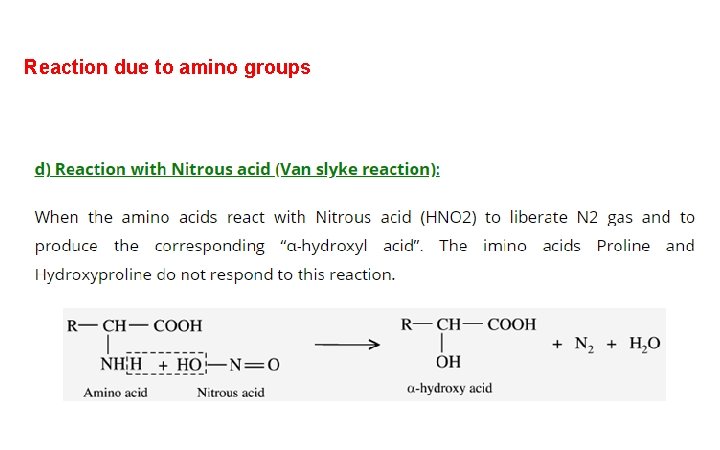 Reaction due to amino groups 