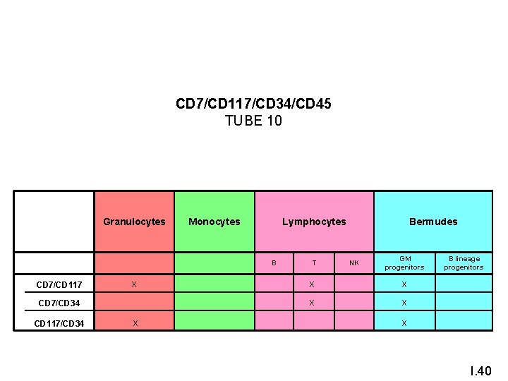 CD 7/CD 117/CD 34/CD 45 TUBE 10 Granulocytes Monocytes CD 7/CD 117 x CD