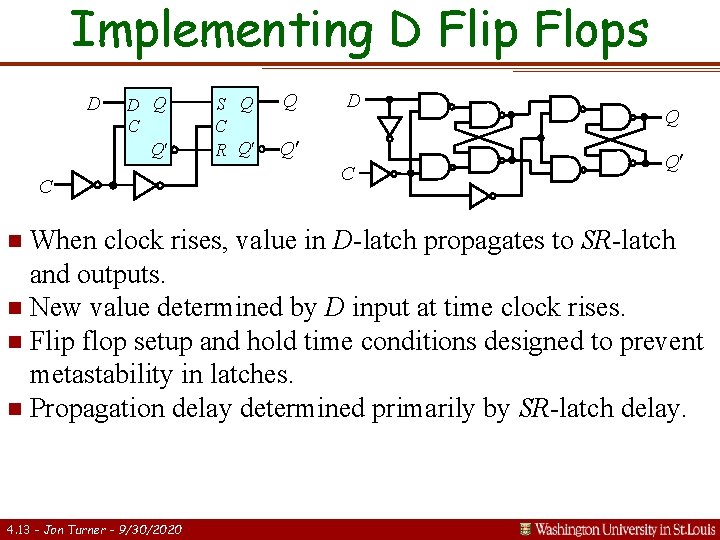 Implementing D Flip Flops D D Q C Q C n When S Q Implementing D Flip Flops D D Q C Q C n When S Q