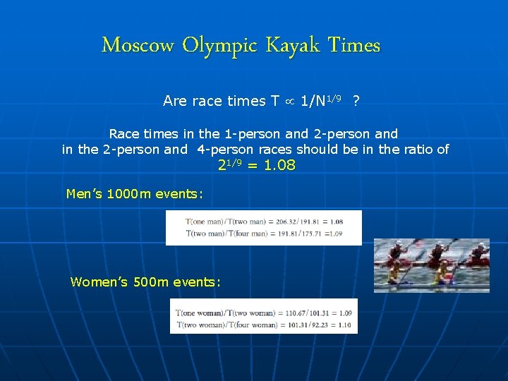 Moscow Olympic Kayak Times Are race times T 1/N 1/9 ? Race times in