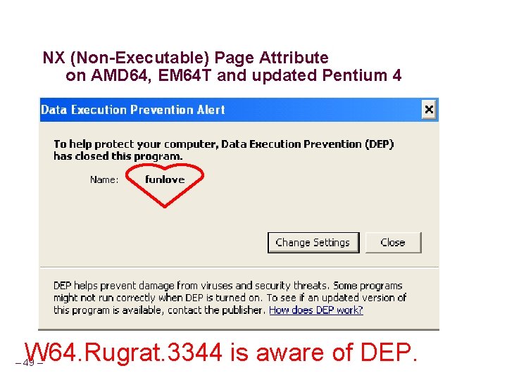 NX (Non-Executable) Page Attribute on AMD 64, EM 64 T and updated Pentium 4