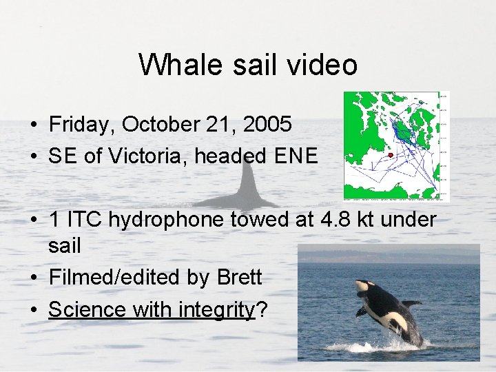 Whale sail video • Friday, October 21, 2005 • SE of Victoria, headed ENE