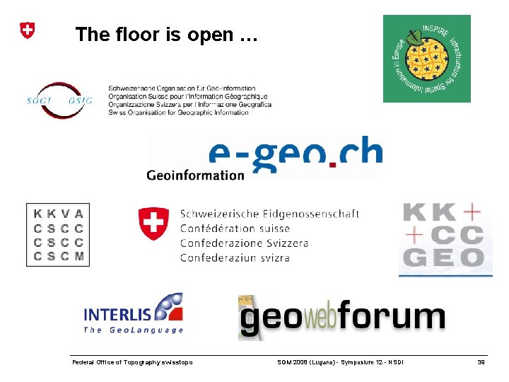 The floor is open … Federal Office of Topography swisstopo SGM 2008 (Lugano) -