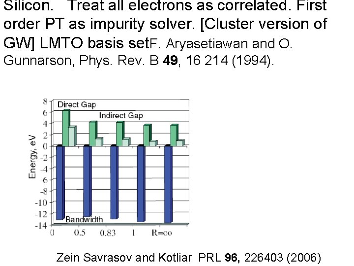 Silicon. Treat all electrons as correlated. First order PT as impurity solver. [Cluster version