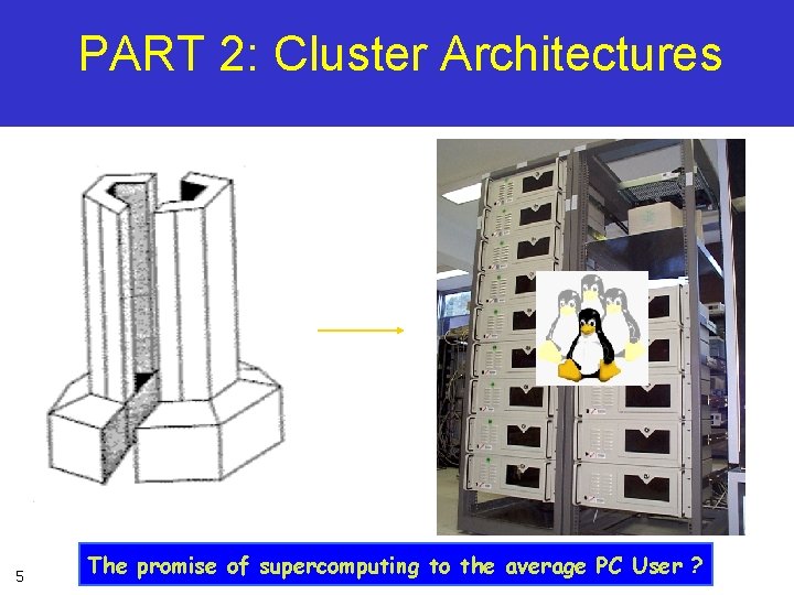 PART 2: Cluster Architectures 5 The promise of supercomputing to the average PC User