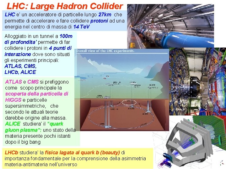 LHC: Large Hadron Collider LHC e’ un acceleratore di particelle lungo 27 km che