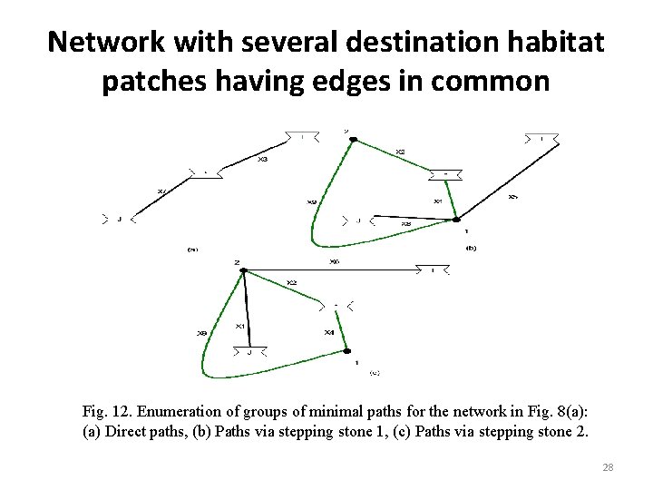 Network with several destination habitat patches having edges in common Fig. 12. Enumeration of