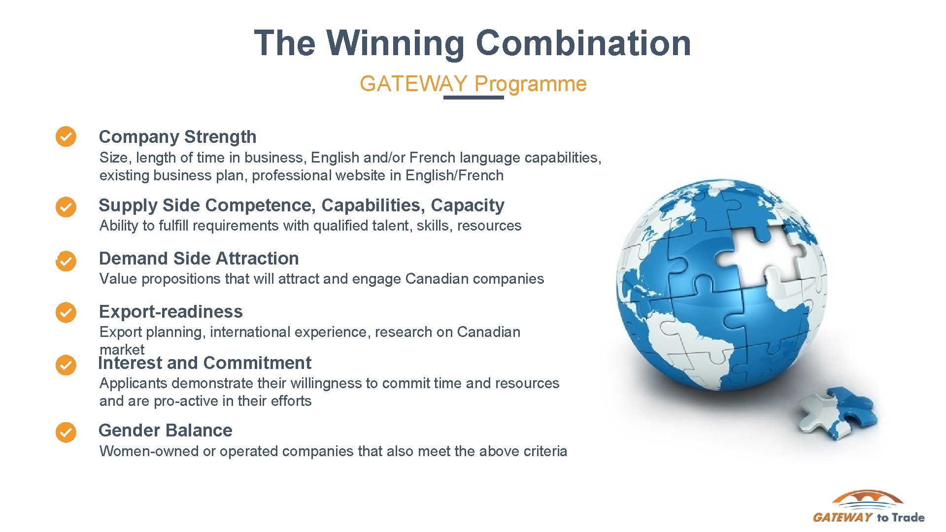 The Winning Combination GATEWAY Programme Company Strength Size, length of time in business, English