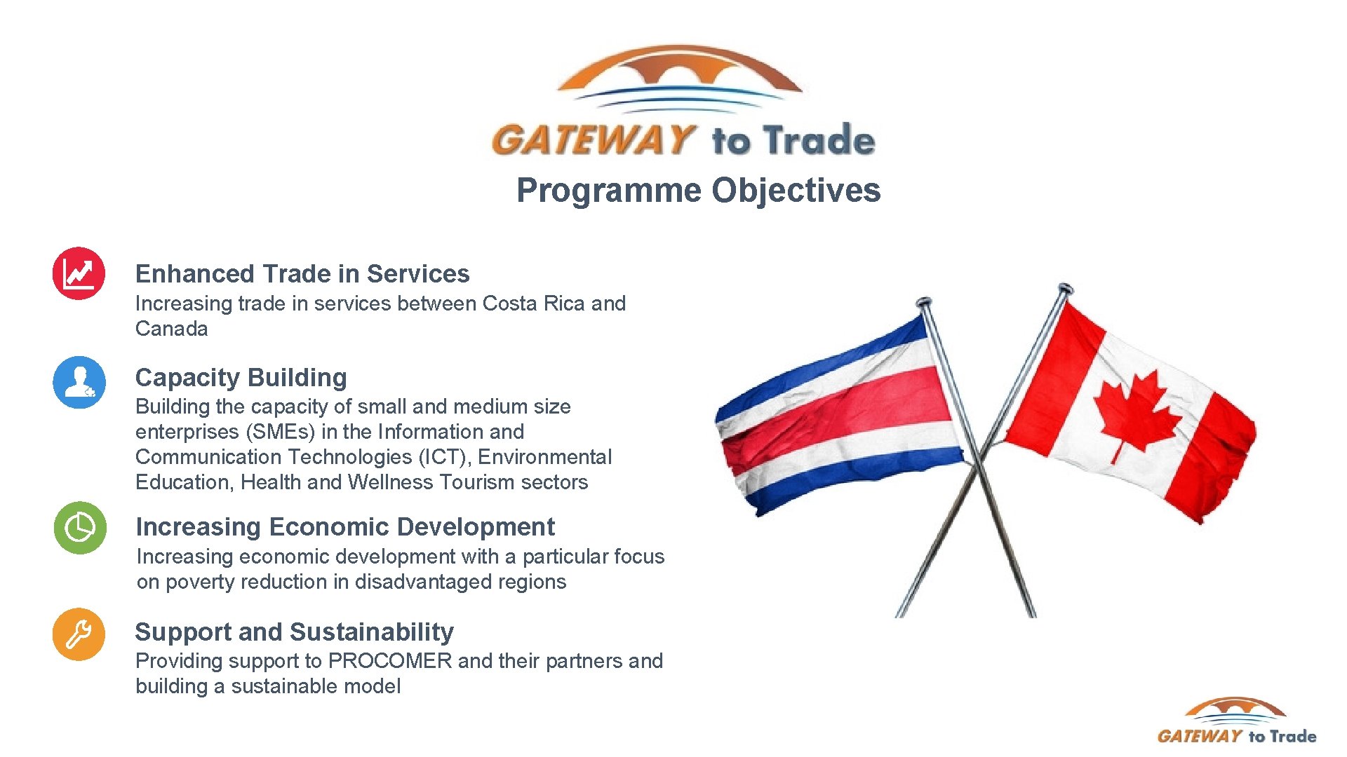 5 Programme Objectives Enhanced Trade in Services Increasing trade in services between Costa Rica