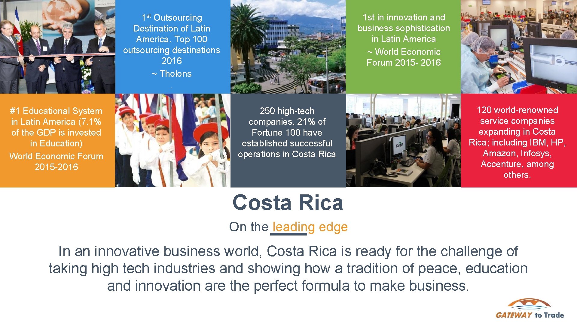 1 st in innovation and business sophistication in Latin America ~ World Economic Forum