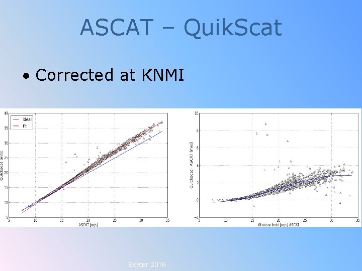 ASCAT – Quik. Scat • Corrected at KNMI Exeter 2016 