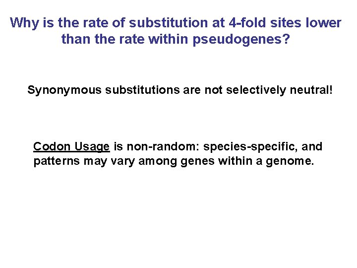 Why is the rate of substitution at 4 -fold sites lower than the rate