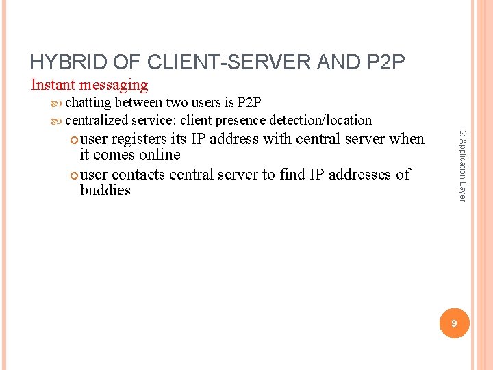 HYBRID OF CLIENT-SERVER AND P 2 P Instant messaging chatting between two users is