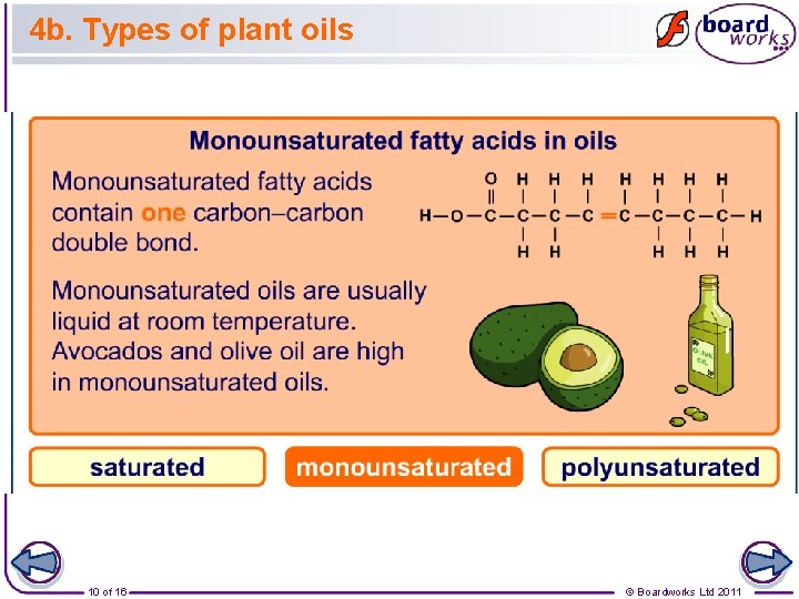 4 b. Types of plant oils 10 of 16 © Boardworks Ltd 2011 