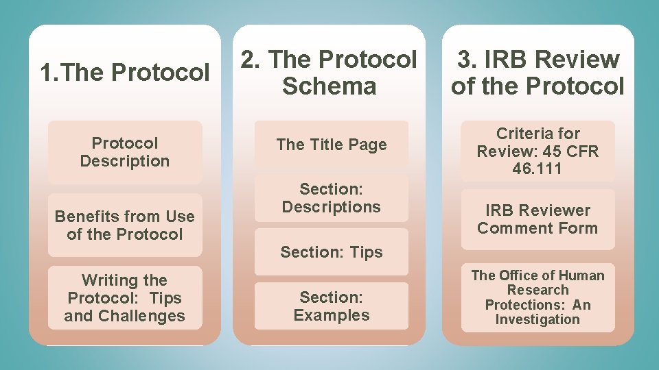 1. The Protocol Description Benefits from Use of the Protocol Writing the Protocol: Tips