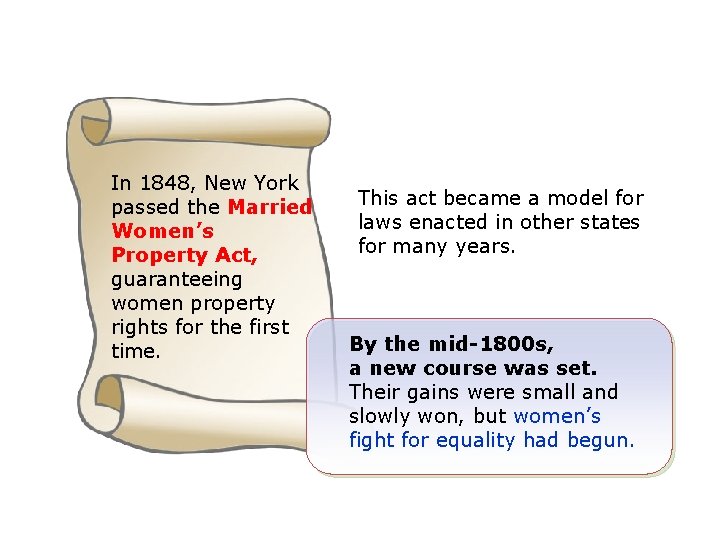 In 1848, New York passed the Married Women’s Property Act, guaranteeing women property rights