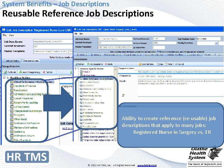 System Benefits – Job Descriptions Reusable Reference Job Descriptions Ability to create reference (re-usable)