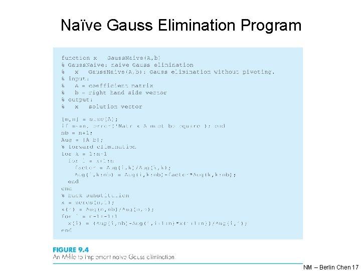 Naïve Gauss Elimination Program NM – Berlin Chen 17 