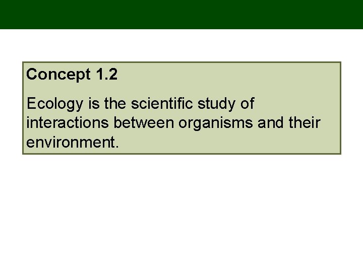 Concept 1. 2 Ecology is the scientific study of interactions between organisms and their