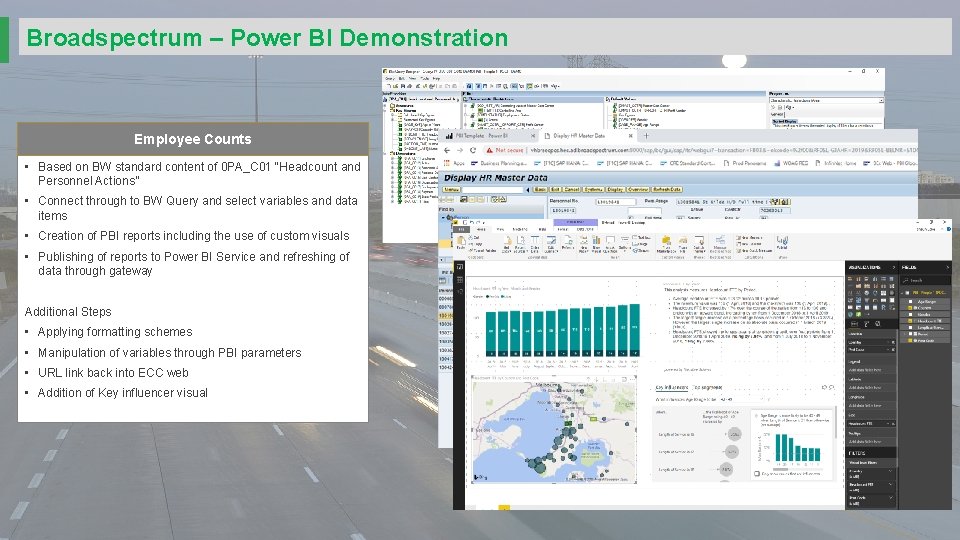 Broadspectrum – Power BI Demonstration Employee Counts • Based on BW standard content of