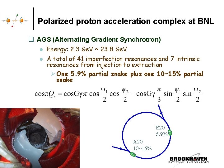 Polarized proton acceleration complex at BNL q AGS (Alternating Gradient Synchrotron) l l Energy: