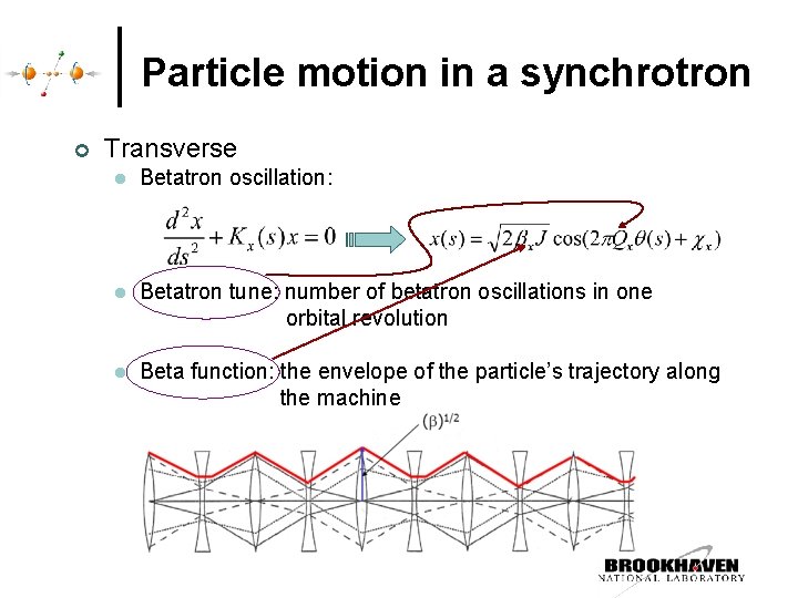 Particle motion in a synchrotron ¢ Transverse l Betatron oscillation: Betatron tune: number of Particle motion in a synchrotron ¢ Transverse l Betatron oscillation: Betatron tune: number of