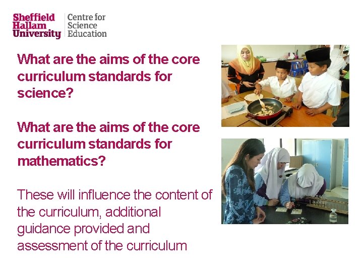 What are the aims of the core curriculum standards for science? What are the