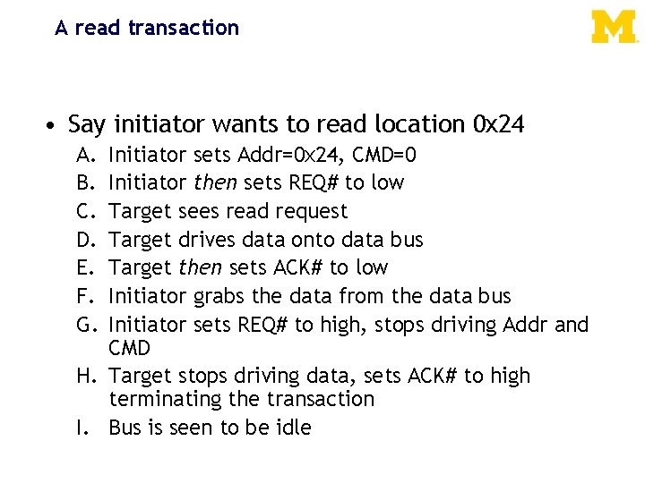 A read transaction • Say initiator wants to read location 0 x 24 A.